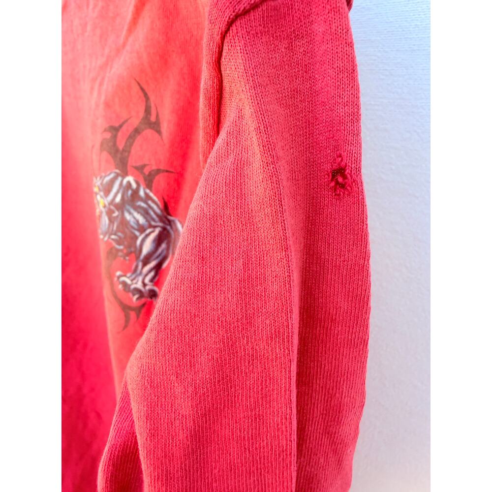Starter Long Sleeve Shirt Mens Medium Red Graphic Dragon Shirt - Picture 6 of 7